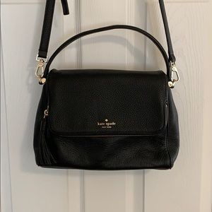 Black Leather Kate Spade Handbag with Crossbody